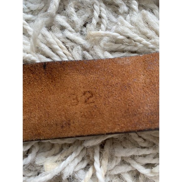 Leather Belt Size 32 Faux Lizard Tan Embossed